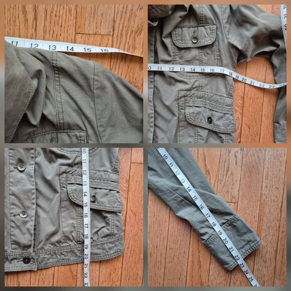 Eddie Bauer Jacket Funnel Neck Army Military Style Olive Utility Size Small - Picture 11 of 12